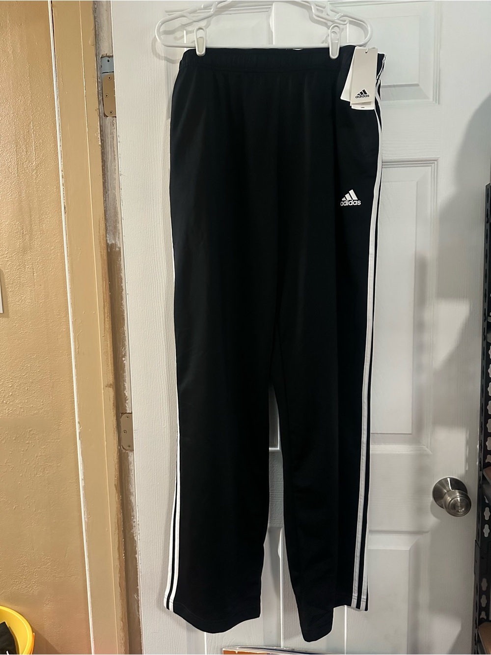 adidas Black Jogger Pants with White Side Stripes